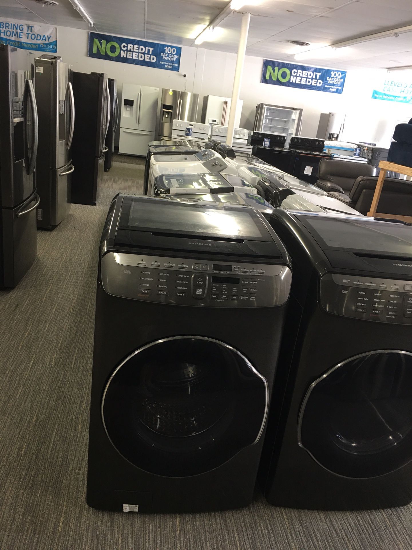 Samsung Black Stainless Steel Smart set Washer And Dye King Size Capacity With Warranty No Credit Check Just $39 Down Payment cash Price $1,800