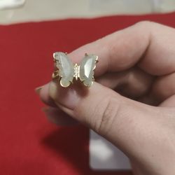 Moonstone Adjustable Crystal Butterfly Ring