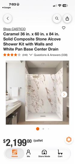 CASTICO Caramel Solid Composite Stone Alcove Shower Kit