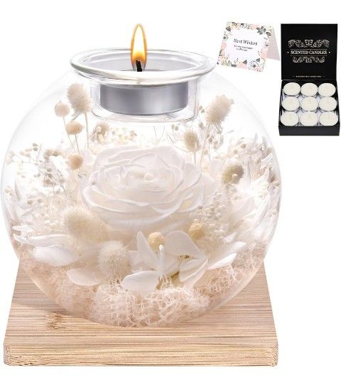 Christmas Birthday Gifts for Women Preserved Roses in Glass Dome with Scented - Romantic Preserved Flower for Women, Girlfriend, Wife, Mom, Grandma, S