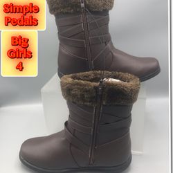Simple Pedals Brown Winter Big Girls Boots 4