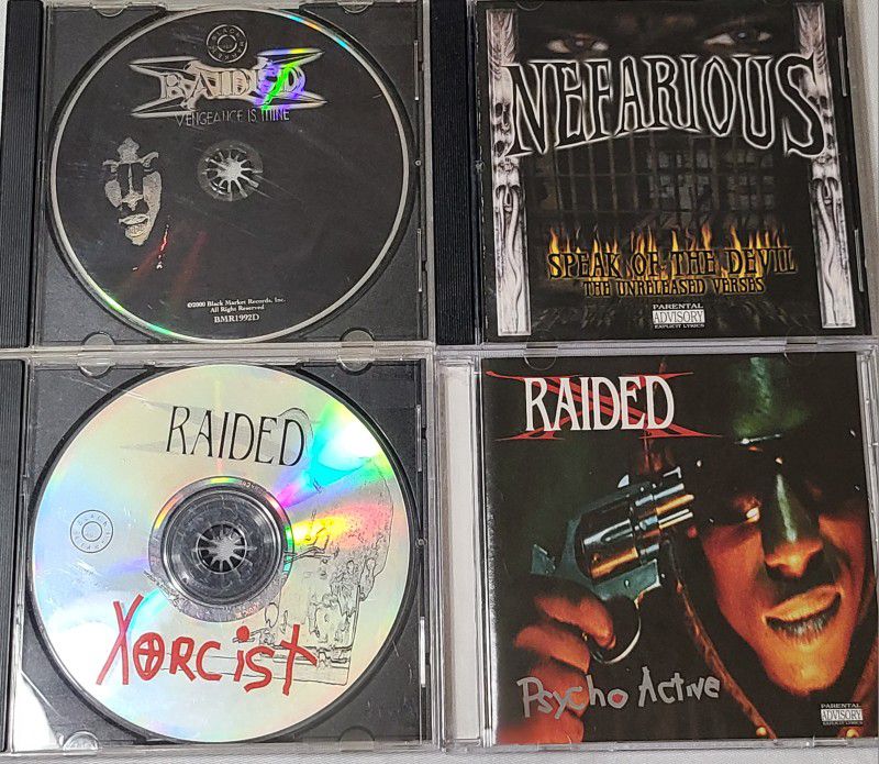 X-Raided 4 CD Lot Psycho Active Vengeance Is Mine Xorcist Nefarious Rare HTF OOP