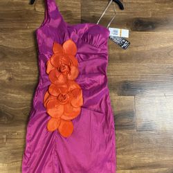 Brand New  Woman’s Sequin Hearts brand One Shoulder Pink Cocktail Dress
