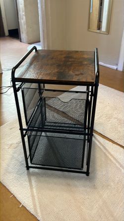 Industrial Side Table with Mesh Drawers