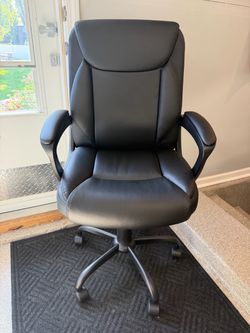 Brand New Black Vegan Leather Tall Back Height Adjustable Reclining Office Chair