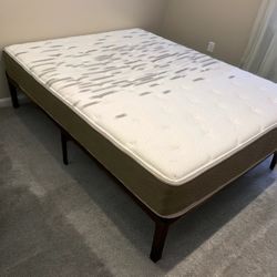 Newer Queen Zinus 10" Hybrid Mattress and Platform Bed Frame  