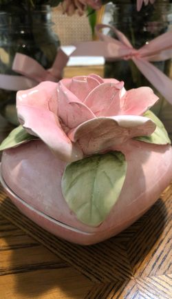 Seymour Mann “Romance” Porcelain Rose Trinket Box