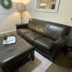 Brown Sofa & Ottoman 