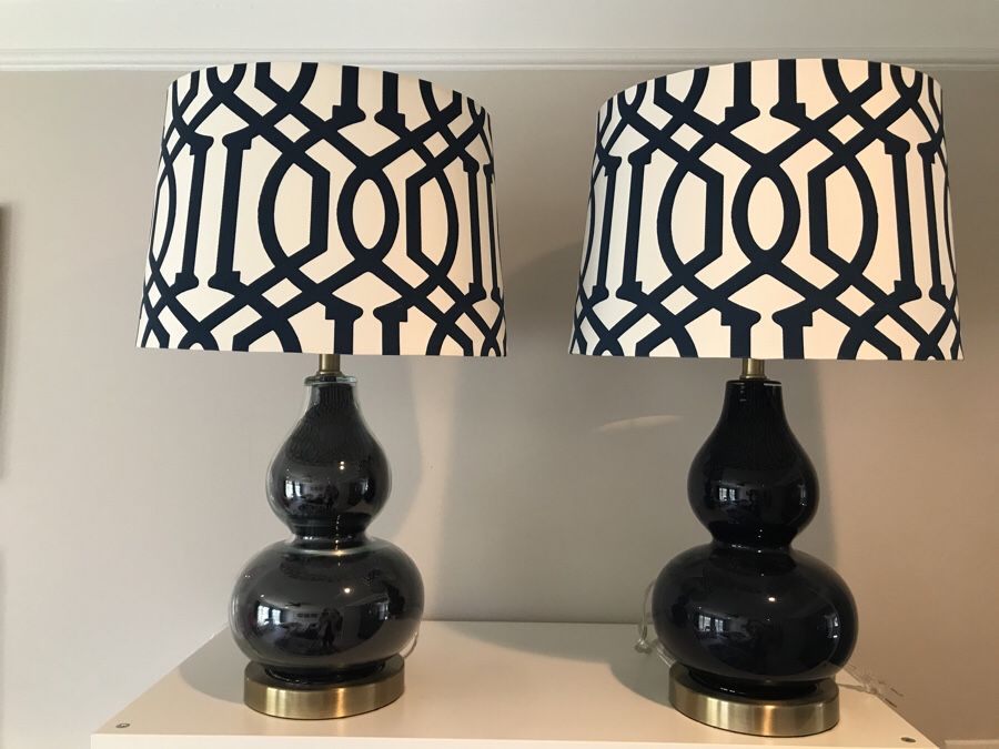 Large Navy Blue Gourd Lamps