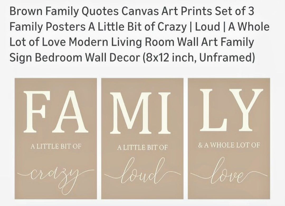 New In Box. 3 Pieces 8x12 FAMILY SIGN. Really Nice. See Photos. Cash And Pickup Only