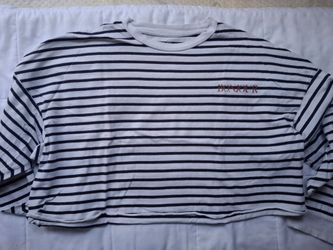 Black and white striped crop top