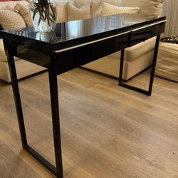Modern High Gloss Black Desk/ConsoleWith Two Drawers