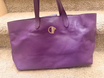 Versace Medusa Purple Leather Tote Bag