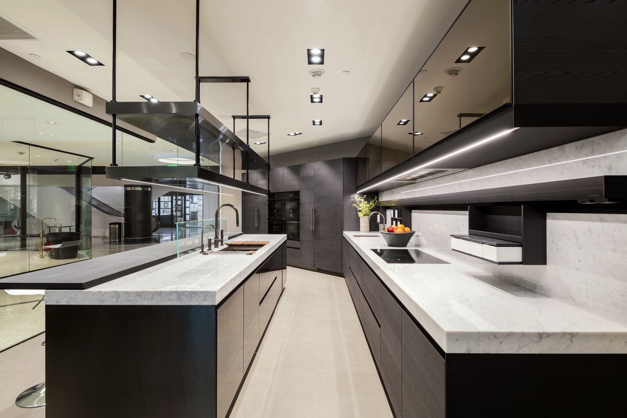 Arclinea convivium black ash kitchen display with Miele/Fisher & Paykel appliances RETAILS FOR 257k+
