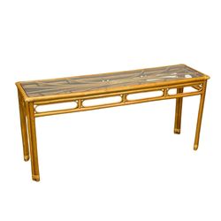 Mid-Century Rattan Console Table