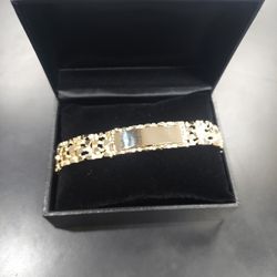 14k 63.9g 8" 15.52MM Nugget Style ID Bracelet 