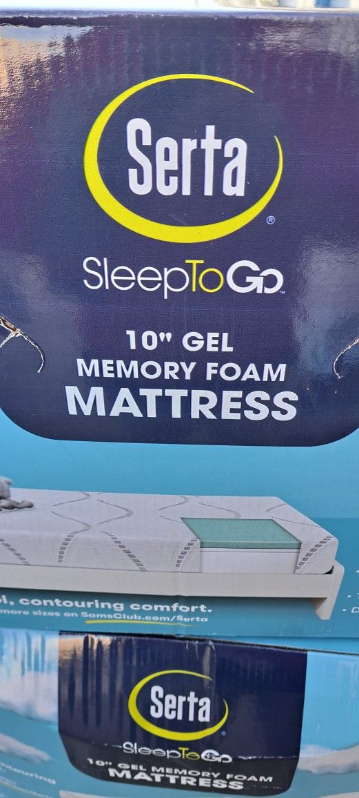 SERTA SLEEP TO GO 10 IN GEL MEMORY FOAM TWIN SIZE MATTRESS
