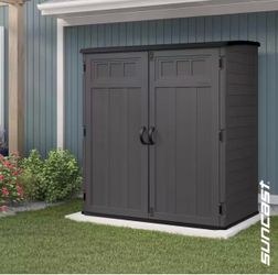 (Brand New)5 ft. 10.5 in. W x 3 ft. 8.25 in. D x 6 ft. 5.5 in. H XL Plastic Resin Vertical Storage Shed in Peppercorn (Gray)