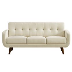 3-seat Modern Upholstered Sofa For Living Room With Round Arm