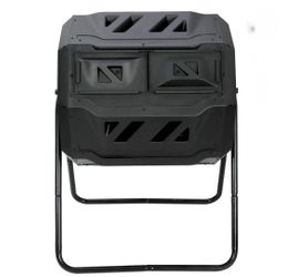 Rotating Bin Compost Tumbler Fertilizer Soil Remixing Container 43 GAL, Black
