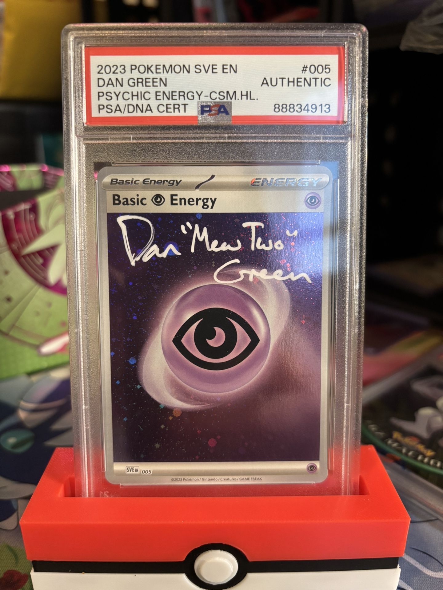 {POP 1} PSA/DNA AUTO Dan “MewTwo” Green (2023) Pokemon Signed By Voice Actor