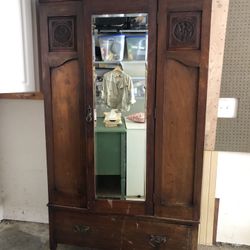 Victorian 19th century solid wood armoire