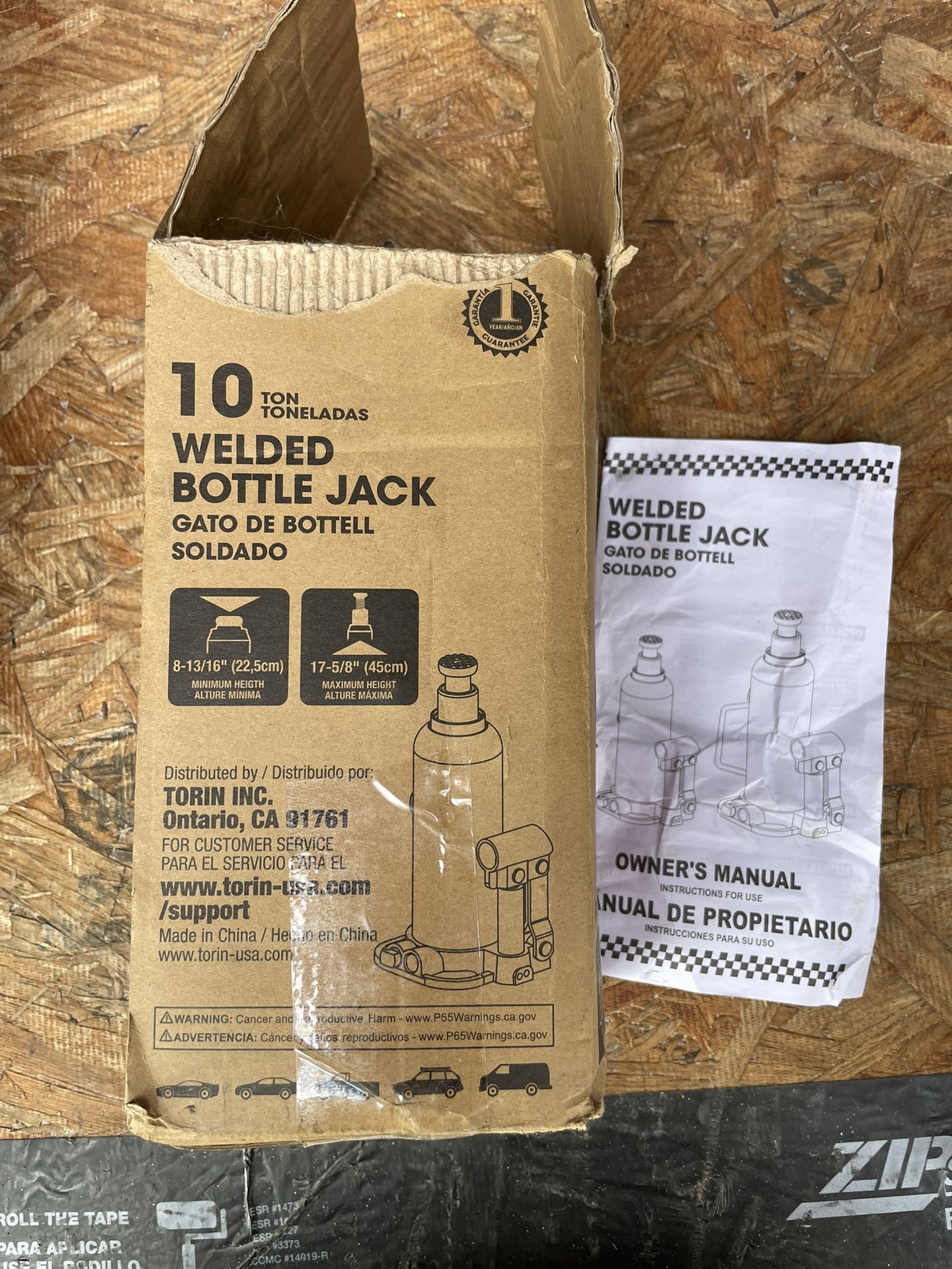 HEAVY DUTY 10 ton welded bottle jack car truck vehicle DIY