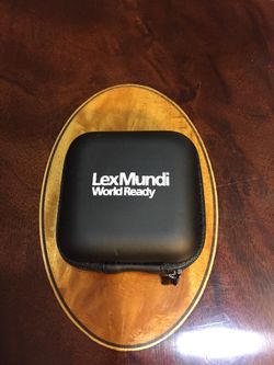 Vintage travel set designed for the famous LexMundi law firms network members: 1. USB charger to a car cigarette lighter 2. USB charger to a power ou