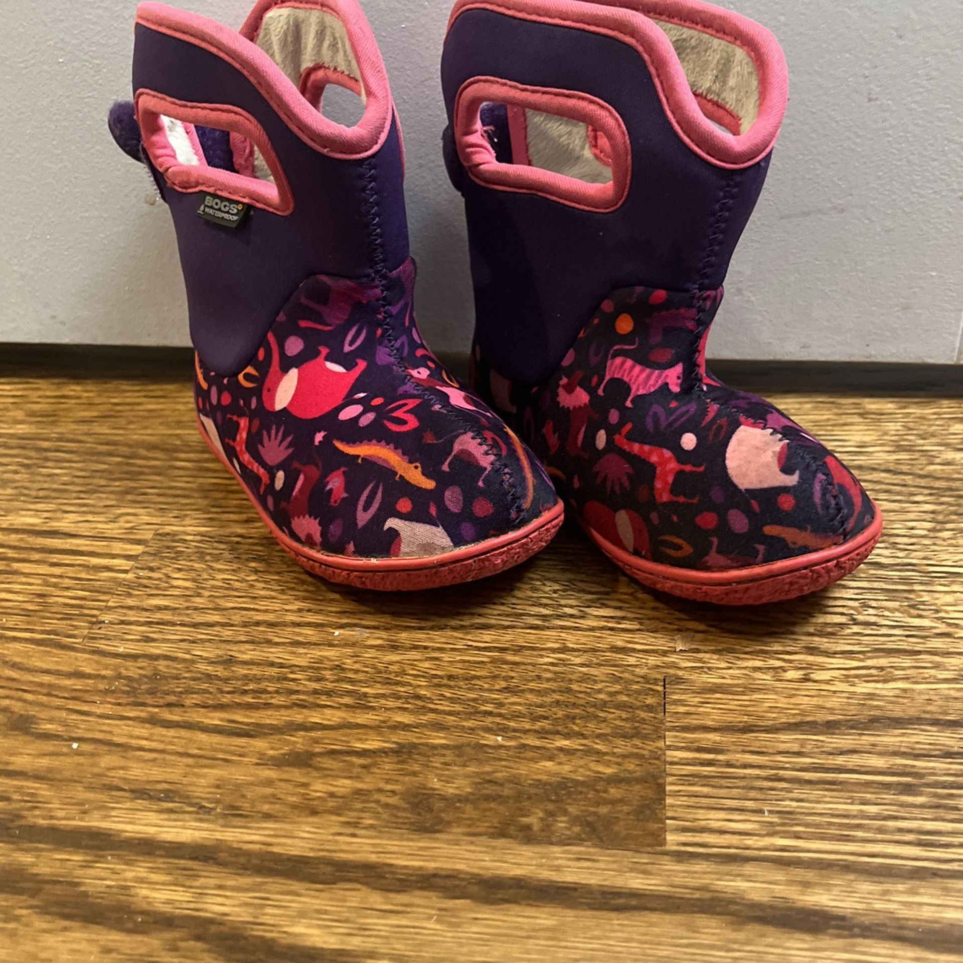 Purple And Pink Waterproof Bogs Boots For Infants