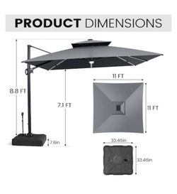Solar Powered Patio Cantilever 11’x11’