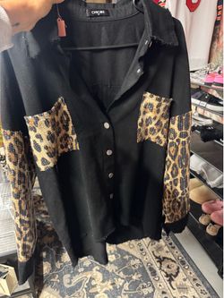 Leopard bling shacket