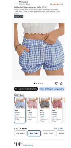 Mumucove Toddler Girl Gingham Ruffle Shorts