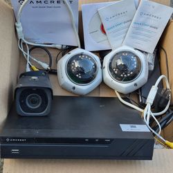 AMCREST Security Camera System and 3 cameras. Video Security Cameras.