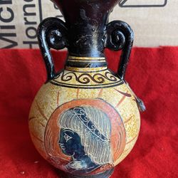 6.5 Inch Handmade Hand Painted Hand Etched Greek Ceramic Vase Imported From Greece (Read Description)