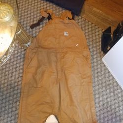 Carhartt flame-resistant (FR) brown duck canvas bib overalls