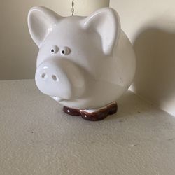 Large White Piggy Bank