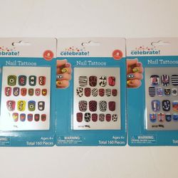Kid's nail tattoos Lot of 3 Packs