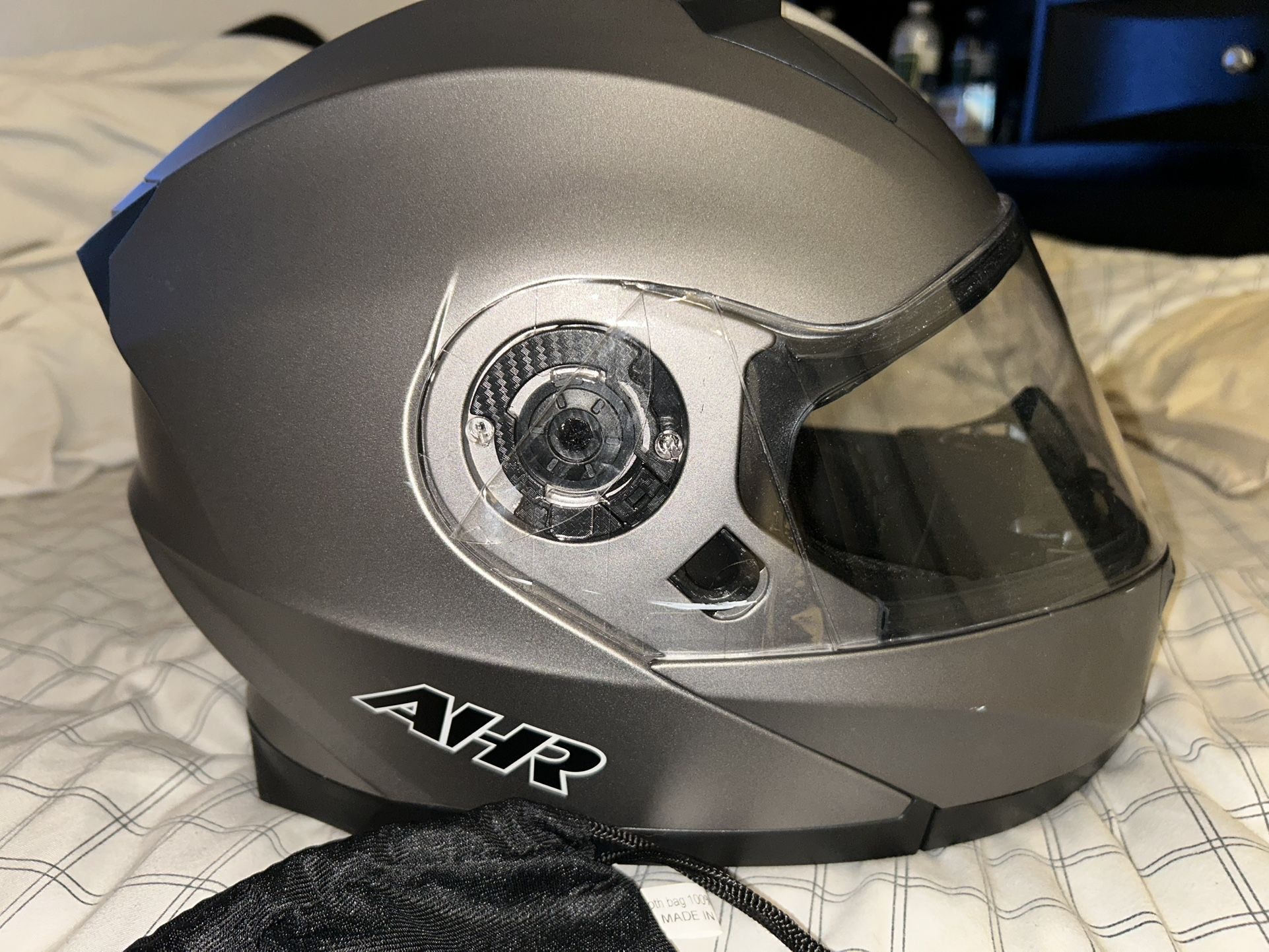 Motorcycle Helmet Grey/black Large