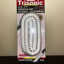 Vintage Landline Trisonic 25’ Telephone Coil Cord TS-625 NIB