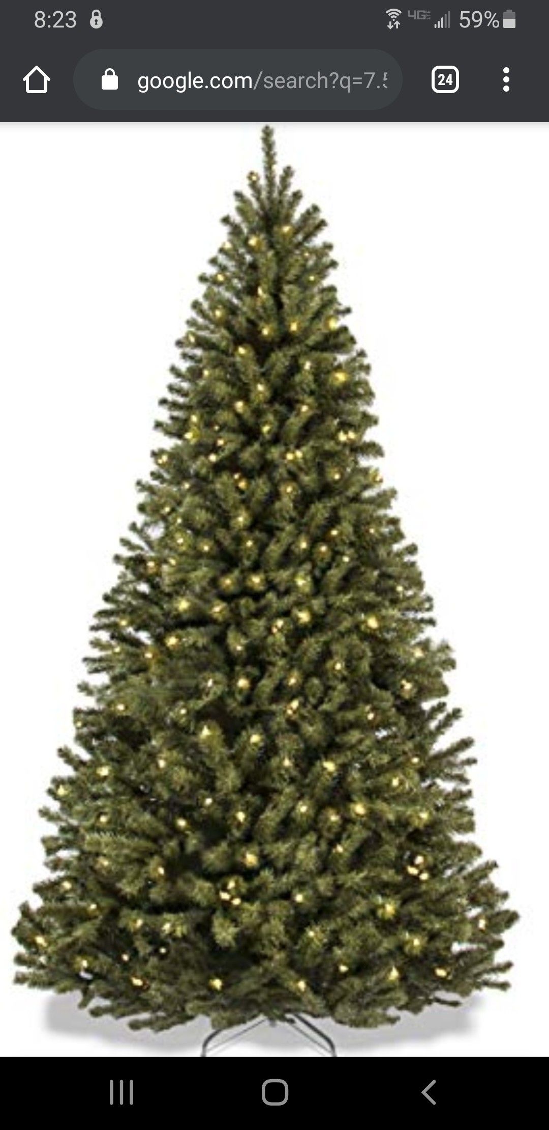 Christmas tree 7.5ft fast shape prelit spruce