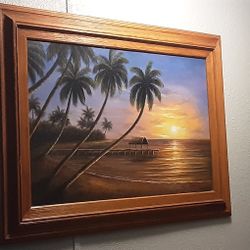 Beautiful Florida Sunset Oil On Canvas Signed By Artist Painting