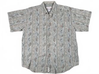 Marc Daniels Mens Green 100% Cotton Aztec Tribal Shirt L