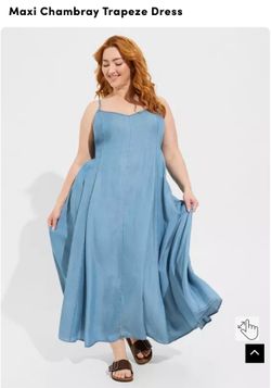 Maxi Chambray Trapeze Dress