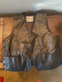 Route 66 Black Leather Biker Vest