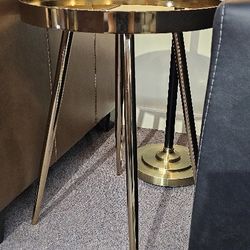 Round Mirror Top End Side Table