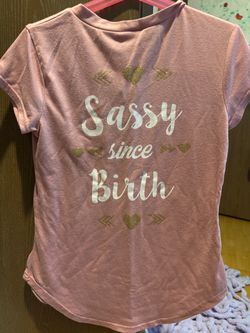 Girls Pink & Gold Sassy Since Birth Tee Sz 7/8