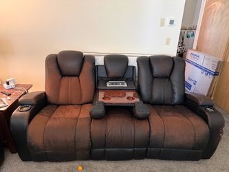 Power Recliner Sofa with Console and Cup Holders