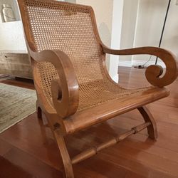 Handwoven Cane Rattan Wicker Wood Plantation Bali Chair  
