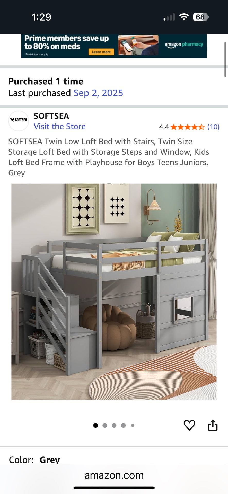 Brand New Softsea Twin Low Loftbed With Stairs