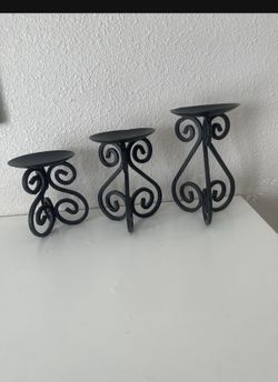 black metal candle holder set